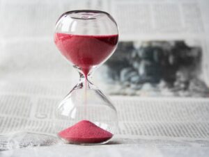 Hourglass on table