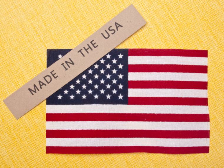 American flag with 'Made in the USA' label.