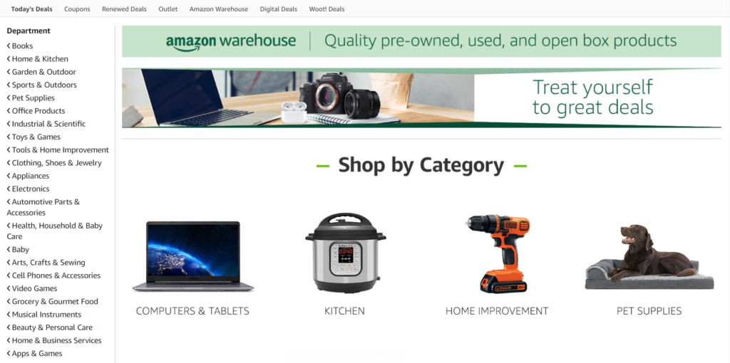 Screenshot amazon wearhouse deals page.