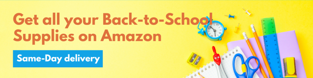 Amazon banner ad for school suppplies