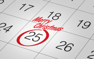 Calendar circling Christmas day.