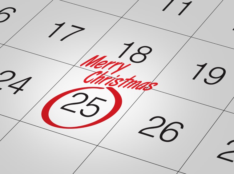 Calendar circling Christmas Day