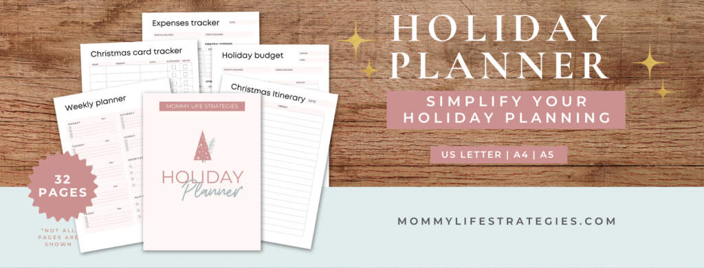 Banner ad for a printable holiday planner